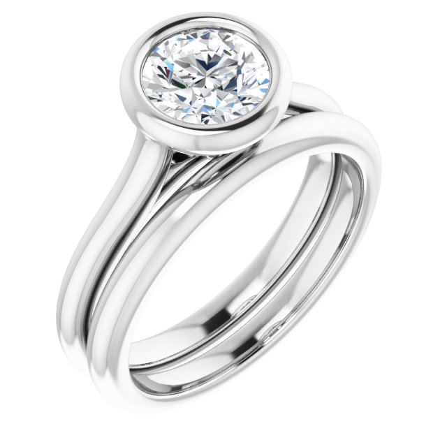 1.03 carat Round Diamond GH/VS2+ Bezel Solitaire Engagement Ring in 14KW | AllComponents_ViewA 1.03 carat Round Diamond GH/VS2+ Bezel Solitaire Engagement Ring in 14KW | AllComponents_ViewA