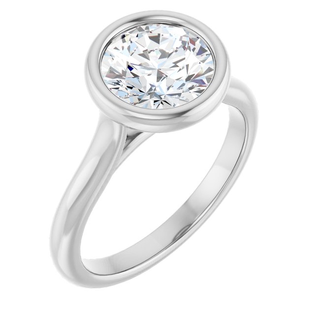2.03 carat Round Moissanite DEF/VVS Bezel Solitaire Engagement Ring in PLAT | ViewA