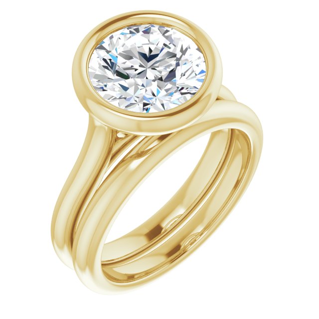 3.13 carat Round Lab-Grown EF/VS1+ Bezel Solitaire Engagement Ring in 18KY | AllComponents_ViewA