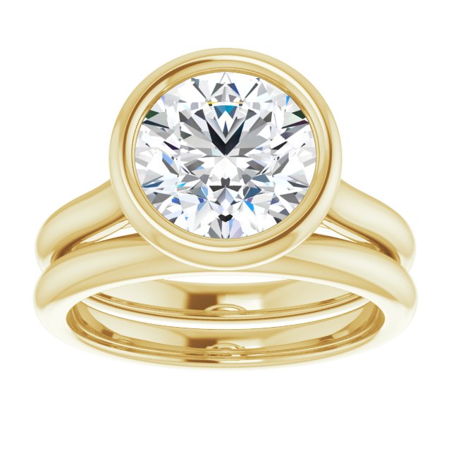 2.53 carat Round Diamond EF/VS1+ Bezel Solitaire Engagement Ring in 14KY | AllComponents_ViewS