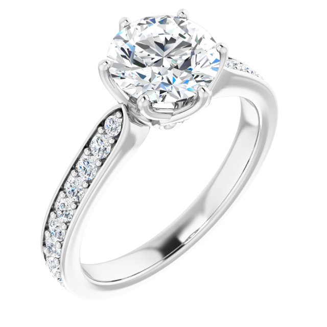 1.85 Round Diamond EF/VS1+ Tulip Sidestone Engagement Ring in 18KW | ViewA 1.85 Round Diamond EF/VS1+ Tulip Sidestone Engagement Ring in 18KW | ViewA