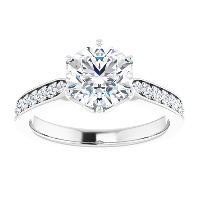 1.85 Round Diamond EF/VS1+ Tulip Sidestone Engagement Ring in 18KW | ViewS 1.85 Round Diamond EF/VS1+ Tulip Sidestone Engagement Ring in 18KW | ViewS