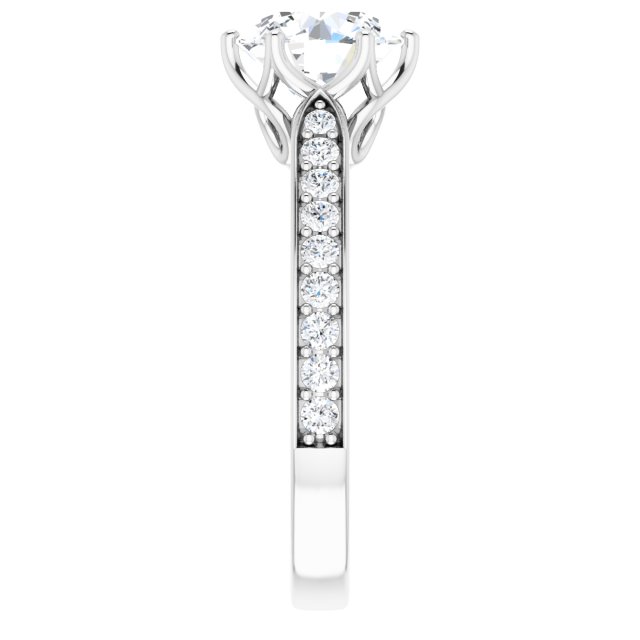1.85 Round Diamond EF/VS1+ Tulip Sidestone Engagement Ring in 18KW | ViewE 1.85 Round Diamond EF/VS1+ Tulip Sidestone Engagement Ring in 18KW | ViewE