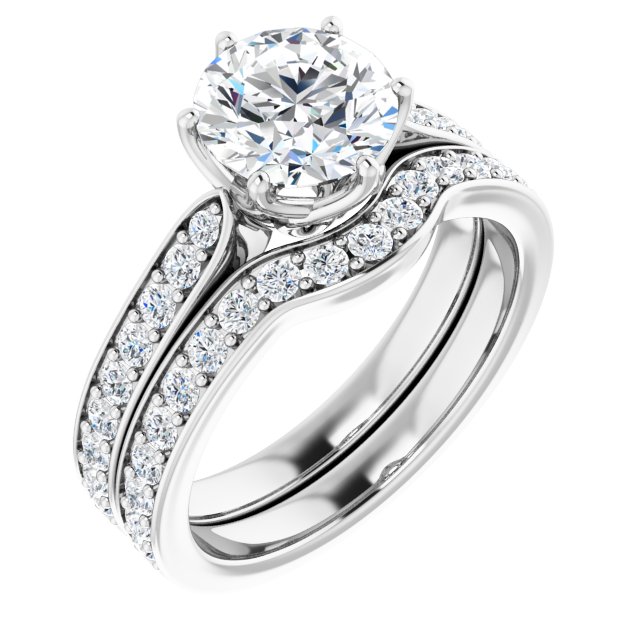 1.85 Round Diamond EF/VS1+ Tulip Sidestone Engagement Ring in 18KW | AllComponents_ViewA 1.85 Round Diamond EF/VS1+ Tulip Sidestone Engagement Ring in 18KW | AllComponents_ViewA