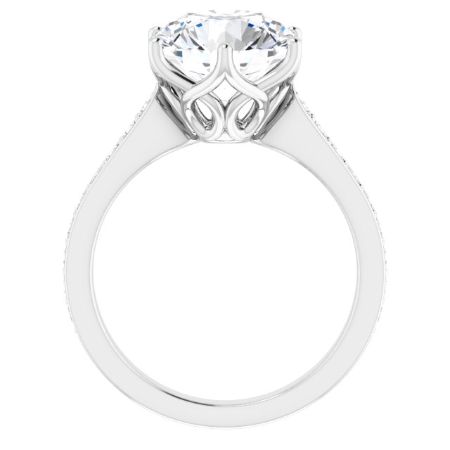 4.03 Round Moissanite DEF/VVS Tulip Sidestone Engagement Ring in 14KW | ViewB_4