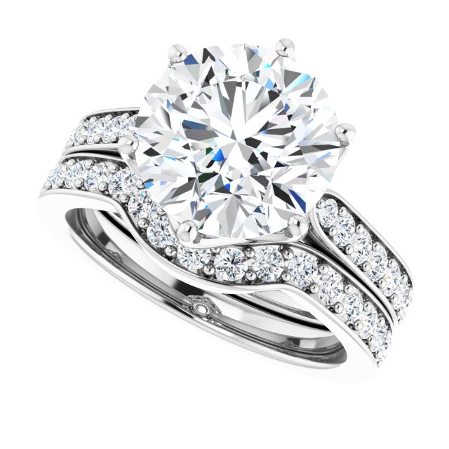 4.03 Round Moissanite DEF/VVS Tulip Sidestone Engagement Ring in 14KW | AllComponents_View5