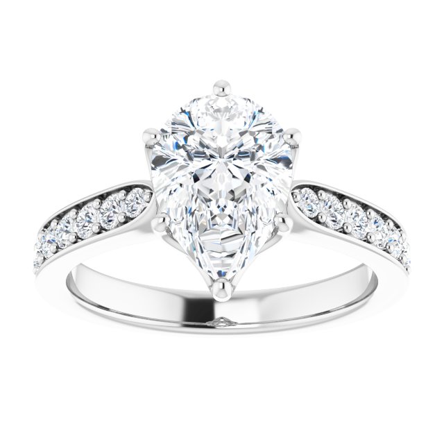 2.55 Pear Lab-Grown D/VVS2+ Tulip Sidestone Engagement Ring in 18KW | ViewS 2.55 Pear Lab-Grown D/VVS2+ Tulip Sidestone Engagement Ring in 18KW | ViewS