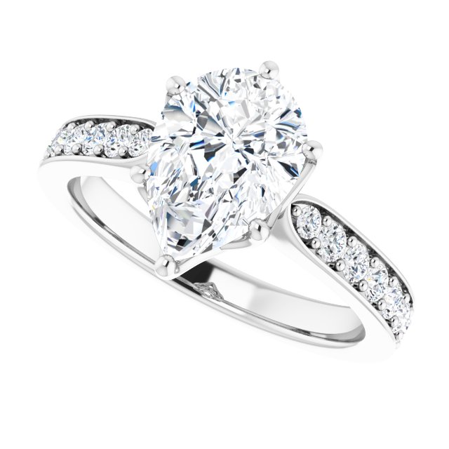 2.55 Pear Lab-Grown D/VVS2+ Tulip Sidestone Engagement Ring in 18KW | View5 2.55 Pear Lab-Grown D/VVS2+ Tulip Sidestone Engagement Ring in 18KW | View5