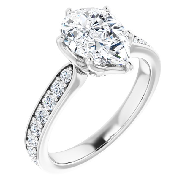 2.55 Pear Lab-Grown D/VVS2+ Tulip Sidestone Engagement Ring in 18KW | ViewA 2.55 Pear Lab-Grown D/VVS2+ Tulip Sidestone Engagement Ring in 18KW | ViewA