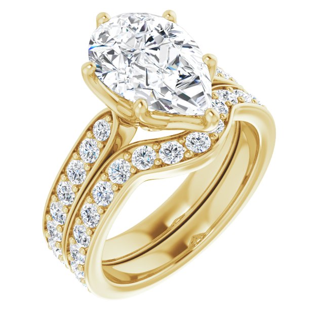 4.03 Pear Diamond D/VVS2+ Tulip Sidestone Engagement Ring in 14KY | AllComponents_ViewA