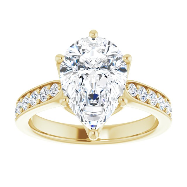 4.03 Pear Diamond D/VVS2+ Tulip Sidestone Engagement Ring in 14KY | ViewS