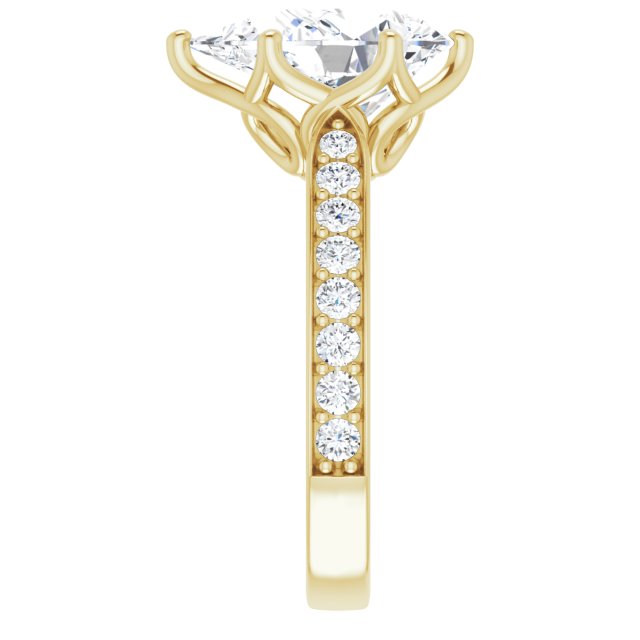 4.03 Pear Diamond D/VVS2+ Tulip Sidestone Engagement Ring in 14KY | ViewE