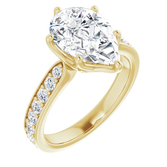 4.03 Pear Diamond D/VVS2+ Tulip Sidestone Engagement Ring in 14KY | ViewA