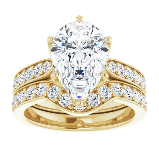 4.03 Pear Diamond D/VVS2+ Tulip Sidestone Engagement Ring in 14KY | AllComponents_ViewS
