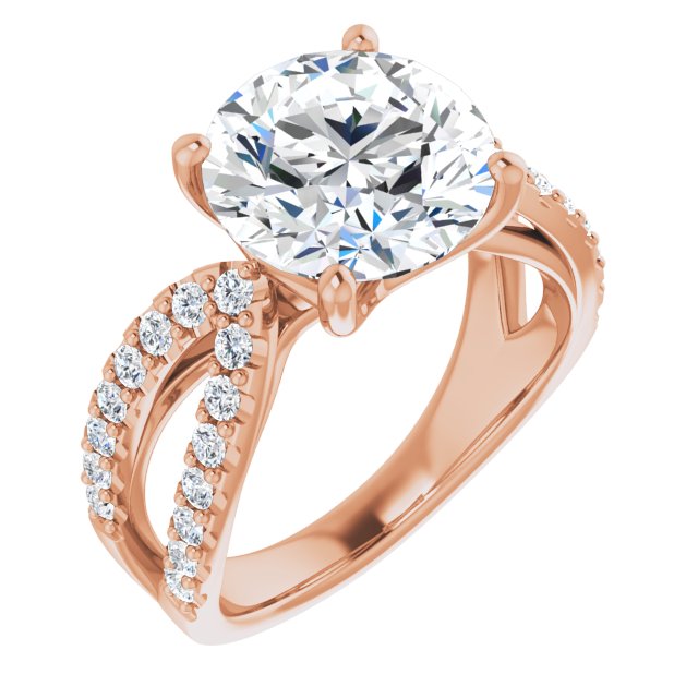 4.11 Round Lab-Grown GH/VS2+ Modern Sidestone Engagement Ring in 18KR | ViewA 4.11 Round Lab-Grown GH/VS2+ Modern Sidestone Engagement Ring in 18KR | ViewA
