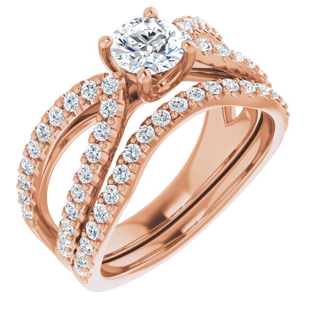 0.99 Round Diamond EF/VS1+ Modern Sidestone Engagement Ring in 18KR | AllComponents_ViewA 0.99 Round Diamond EF/VS1+ Modern Sidestone Engagement Ring in 18KR | AllComponents_ViewA