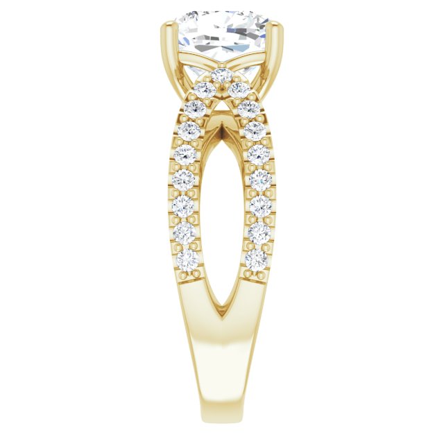 2.91 Cushion Moissanite DEF/VVS Modern Sidestone Engagement Ring in 14KY | ViewE 2.91 Cushion Moissanite DEF/VVS Modern Sidestone Engagement Ring in 14KY | ViewE