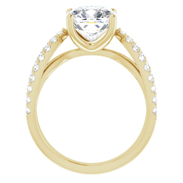 2.91 Cushion Moissanite DEF/VVS Modern Sidestone Engagement Ring in 14KY | ViewB_4 2.91 Cushion Moissanite DEF/VVS Modern Sidestone Engagement Ring in 14KY | ViewB_4