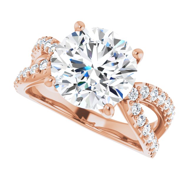 4.11 Round Lab-Grown GH/VS2+ Modern Sidestone Engagement Ring in 18KR | View5 4.11 Round Lab-Grown GH/VS2+ Modern Sidestone Engagement Ring in 18KR | View5