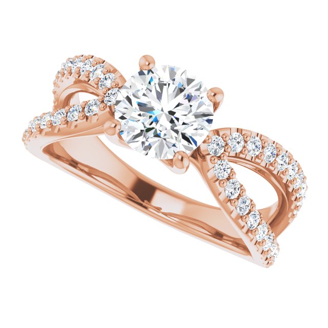 1.49 Round Lab-Grown GH/VS2+ Modern Sidestone Engagement Ring in 14KR | View5