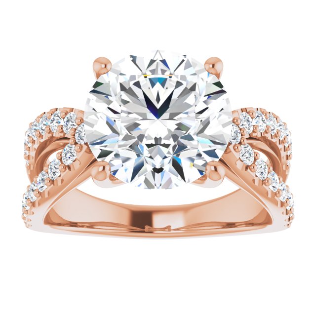 4.11 Round Lab-Grown GH/VS2+ Modern Sidestone Engagement Ring in 18KR | ViewS 4.11 Round Lab-Grown GH/VS2+ Modern Sidestone Engagement Ring in 18KR | ViewS
