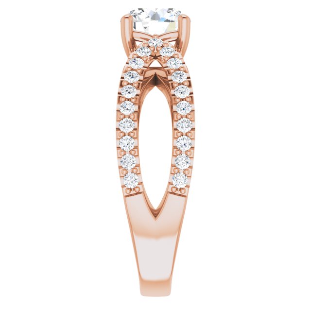 1.49 Round Lab-Grown GH/VS2+ Modern Sidestone Engagement Ring in 14KR | ViewE