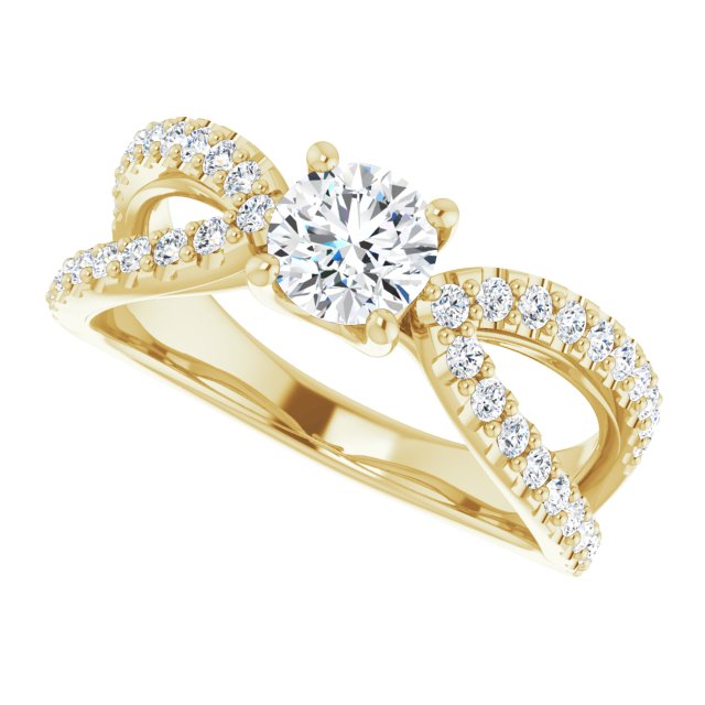 0.99 Round Diamond EF/VS1+ Modern Sidestone Engagement Ring in 14KY | View5 0.99 Round Diamond EF/VS1+ Modern Sidestone Engagement Ring in 14KY | View5