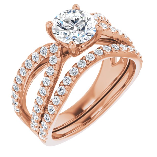 1.49 Round Lab-Grown GH/VS2+ Modern Sidestone Engagement Ring in 14KR | AllComponents_ViewA