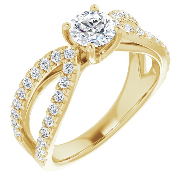 0.99 Round Diamond EF/VS1+ Modern Sidestone Engagement Ring in 14KY | ViewA 0.99 Round Diamond EF/VS1+ Modern Sidestone Engagement Ring in 14KY | ViewA
