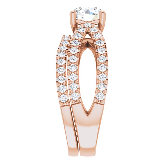 1.49 Round Lab-Grown GH/VS2+ Modern Sidestone Engagement Ring in 14KR | AllComponents_ViewE