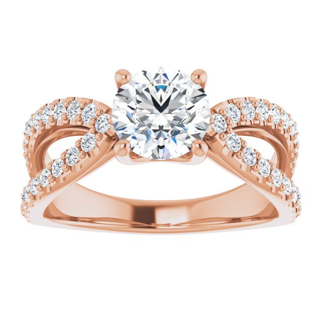 1.49 Round Lab-Grown GH/VS2+ Modern Sidestone Engagement Ring in 14KR | ViewS