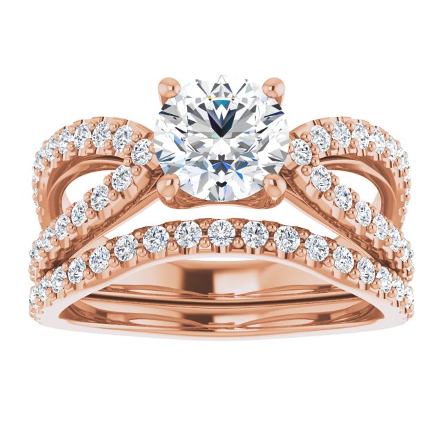 1.49 Round Lab-Grown GH/VS2+ Modern Sidestone Engagement Ring in 14KR | AllComponents_ViewS