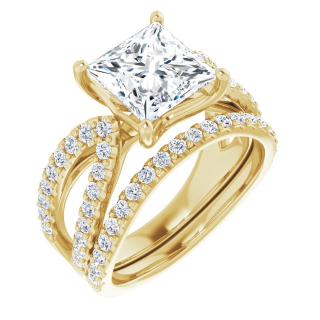 3.01 Square Lab-Grown D/VVS2+ Modern Sidestone Engagement Ring in 14KY | AllComponents_ViewA 3.01 Square Lab-Grown D/VVS2+ Modern Sidestone Engagement Ring in 14KY | AllComponents_ViewA