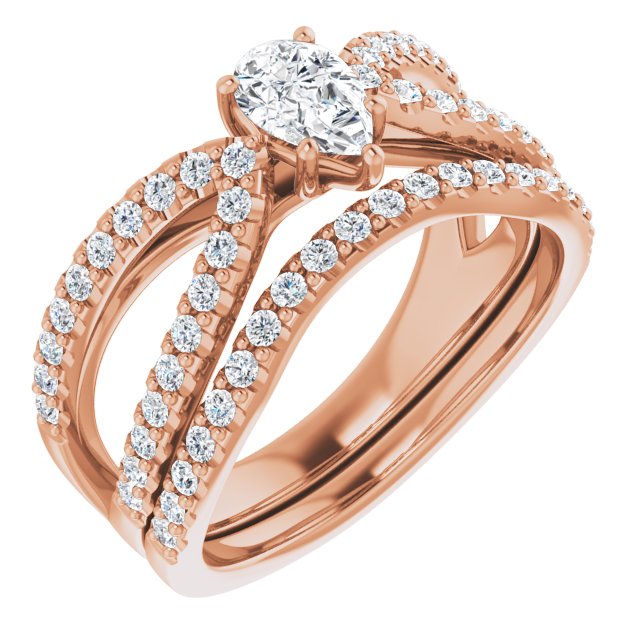 0.81 Pear Diamond GH/VS2+ Modern Sidestone Engagement Ring in 18KR | AllComponents_ViewA 0.81 Pear Diamond GH/VS2+ Modern Sidestone Engagement Ring in 18KR | AllComponents_ViewA