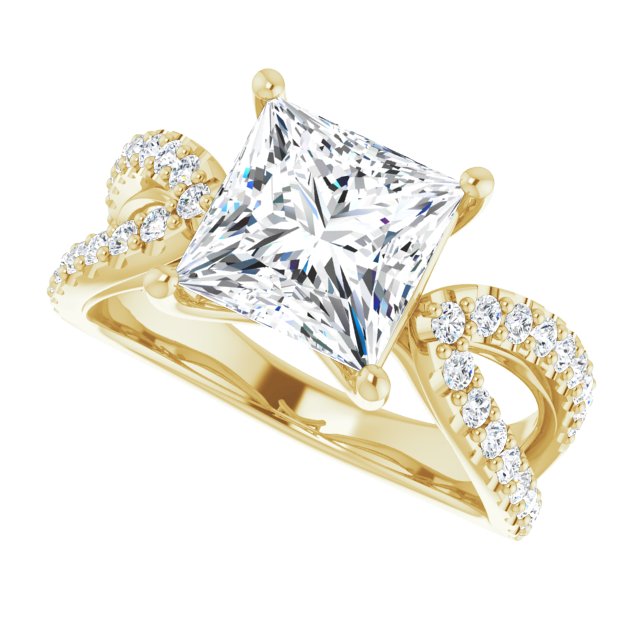 3.01 Square Lab-Grown D/VVS2+ Modern Sidestone Engagement Ring in 14KY | View5 3.01 Square Lab-Grown D/VVS2+ Modern Sidestone Engagement Ring in 14KY | View5