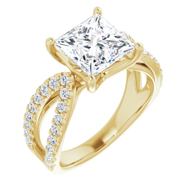 3.01 Square Lab-Grown D/VVS2+ Modern Sidestone Engagement Ring in 14KY | ViewA 3.01 Square Lab-Grown D/VVS2+ Modern Sidestone Engagement Ring in 14KY | ViewA