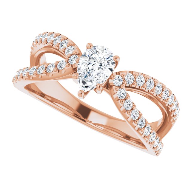0.81 Pear Diamond GH/VS2+ Modern Sidestone Engagement Ring in 18KR | View5 0.81 Pear Diamond GH/VS2+ Modern Sidestone Engagement Ring in 18KR | View5