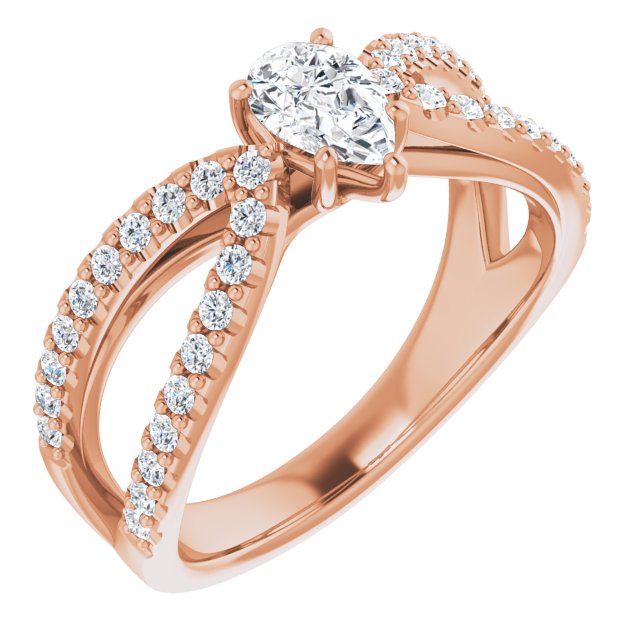 0.81 Pear Diamond GH/VS2+ Modern Sidestone Engagement Ring in 18KR | ViewA 0.81 Pear Diamond GH/VS2+ Modern Sidestone Engagement Ring in 18KR | ViewA