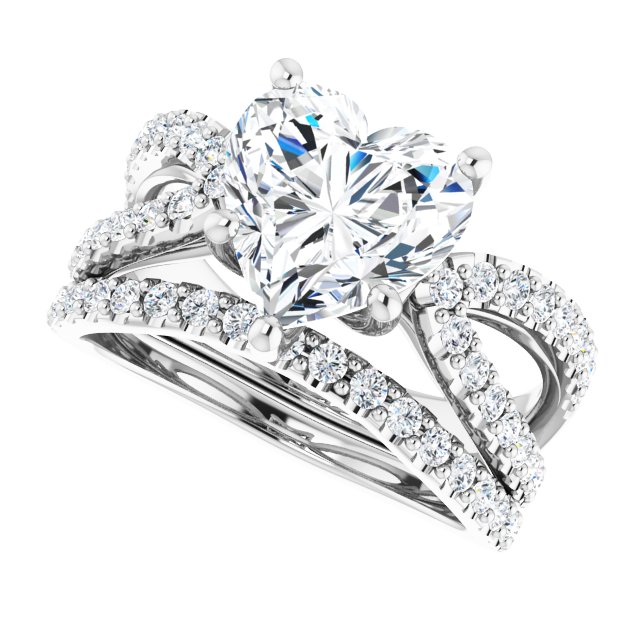 3.21 Heart Lab-Grown GH/VS2+ Modern Sidestone Engagement Ring in 14KW | AllComponents_View5 3.21 Heart Lab-Grown GH/VS2+ Modern Sidestone Engagement Ring in 14KW | AllComponents_View5