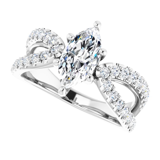 1.58 Marquise Lab-Grown EF/VS1+ Modern Sidestone Engagement Ring in PLAT | View5