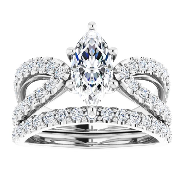 1.58 Marquise Lab-Grown EF/VS1+ Modern Sidestone Engagement Ring in PLAT | AllComponents_ViewS