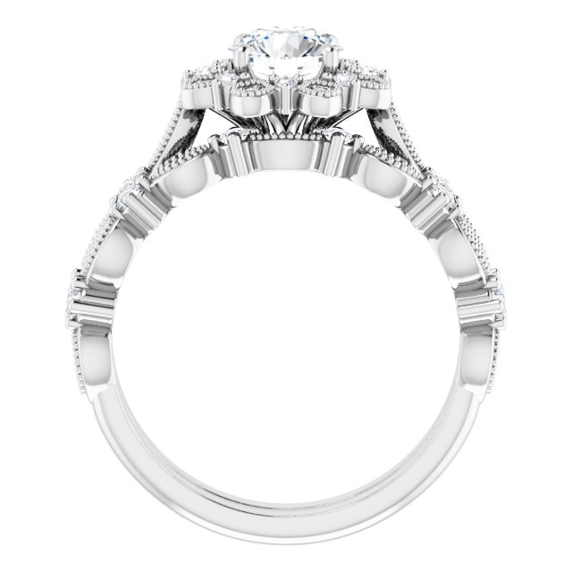 0.99 Tcw Round Diamond GH/VS2+ Floral Halo Engagement Ring in 14KW | AllComponents_ViewB_4 0.99 Tcw Round Diamond GH/VS2+ Floral Halo Engagement Ring in 14KW | AllComponents_ViewB_4