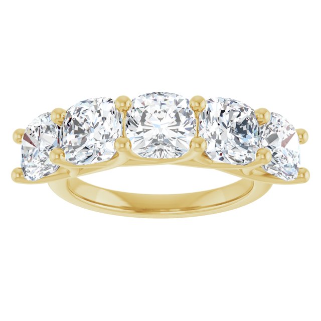 Five Stone 5.50 Cushion Diamond GH/VS2+ Anniversary Ring in 14KY | ViewS Five Stone 5.50 Cushion Diamond GH/VS2+ Anniversary Ring in 14KY | ViewS