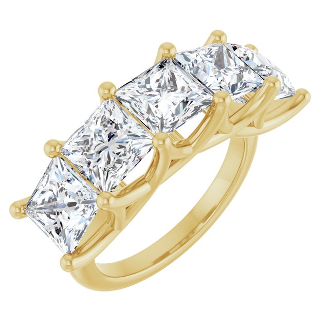 Five Stone 6.50 Square Lab-Grown EF/VS1+ Anniversary Ring in 14KY | ViewA