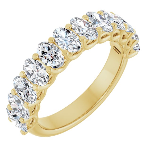 Vintage 3.12 Oval Moissanite DEF/VVS Anniversary Ring in 14KY | ViewA