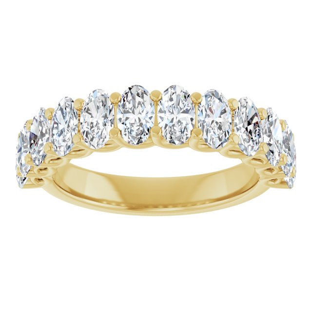 Vintage 3.12 Oval Moissanite DEF/VVS Anniversary Ring in 14KY | ViewS