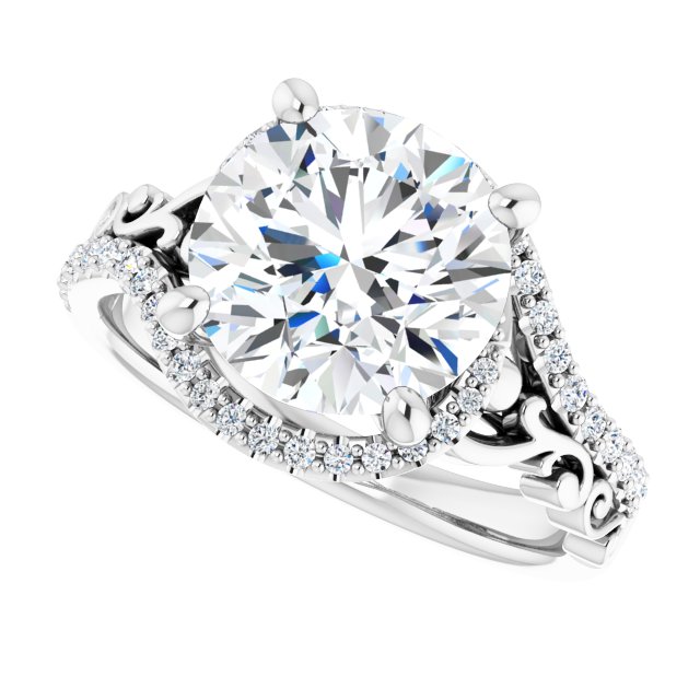 3.33 Tcw Round Diamond GH/VS2+ Bypass Halo Engagement Ring in PLAT | View5