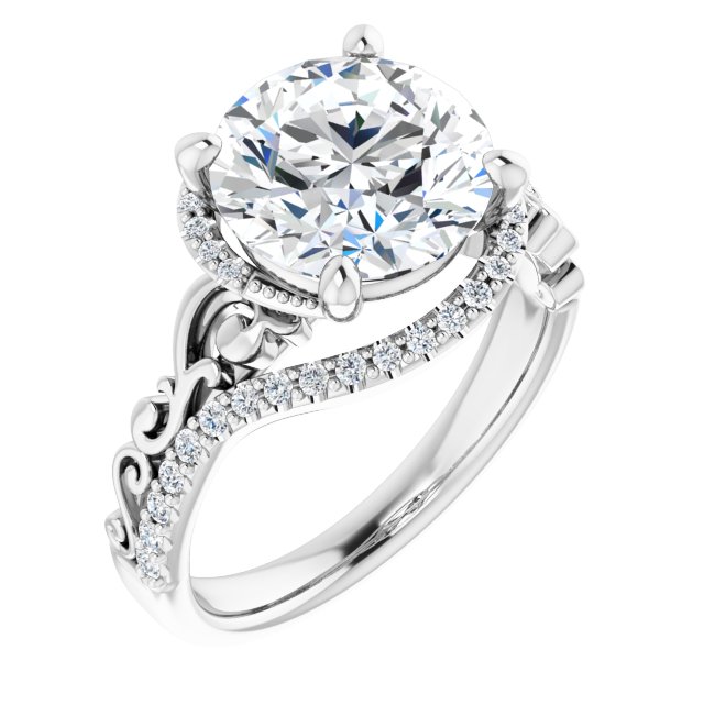 3.33 Tcw Round Diamond GH/VS2+ Bypass Halo Engagement Ring in PLAT | ViewA