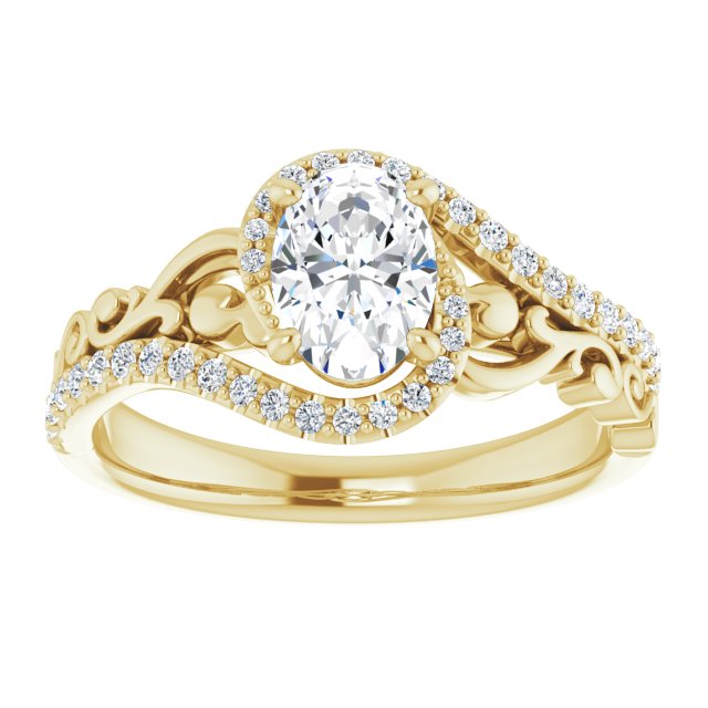 1.11 Tcw Oval Diamond GH/VS2+ Bypass Halo Engagement Ring in 18KY | ViewS 1.11 Tcw Oval Diamond GH/VS2+ Bypass Halo Engagement Ring in 18KY | ViewS