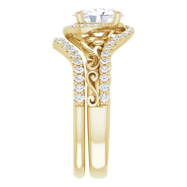 1.72 Tcw Oval Diamond EF/VS1+ Bypass Halo Engagement Ring in 14KY | AllComponents_ViewE